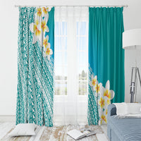 Tahiti Plumeria Tribal Pattern Window Curtain Wave Style Turquoise LT05 - Polynesian Pride