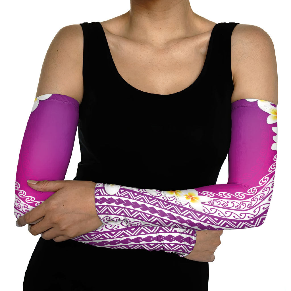 Tahiti Plumeria Tribal Pattern Arm Sleeves Wave Style Purple LT05 - Polynesian Pride