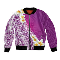 Tahiti Plumeria Tribal Pattern Bomber Jacket Wave Style Purple LT05 Unisex Purple - Polynesian Pride