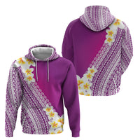 Tahiti Plumeria Tribal Pattern Hoodie Wave Style Purple