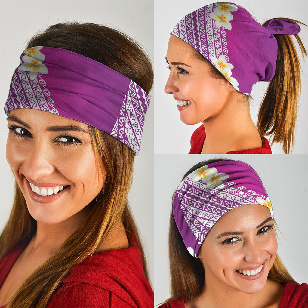 Tahiti Plumeria Tribal Pattern Neck Gaiter Wave Style Purple LT05 - Polynesian Pride