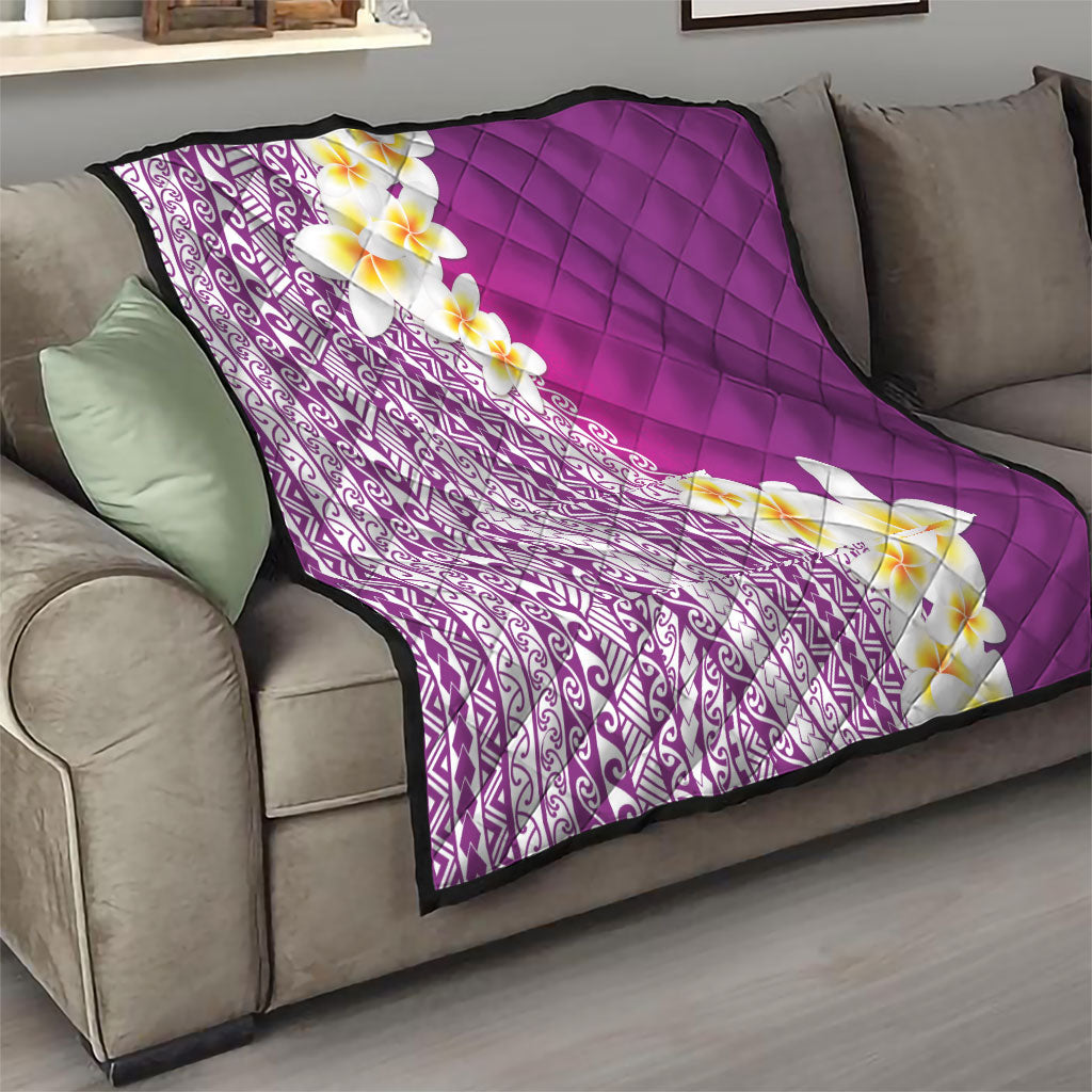 Tahiti Plumeria Tribal Pattern Quilt Wave Style Purple LT05 - Polynesian Pride
