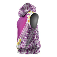 Tahiti Plumeria Tribal Pattern Sleeveless Hoodie Wave Style Purple LT05 - Polynesian Pride