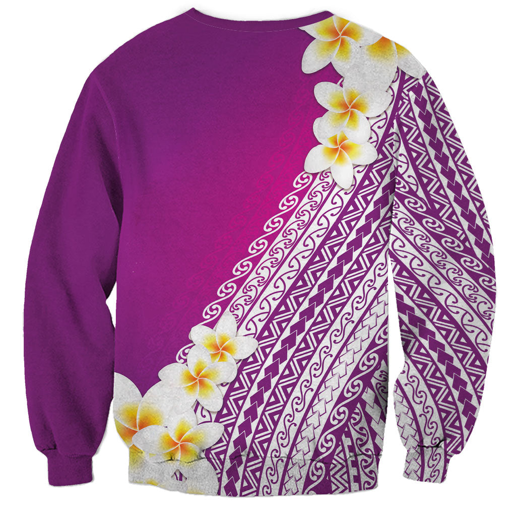 Tahiti Plumeria Tribal Pattern Sweatshirt Wave Style Purple LT05 - Polynesian Pride