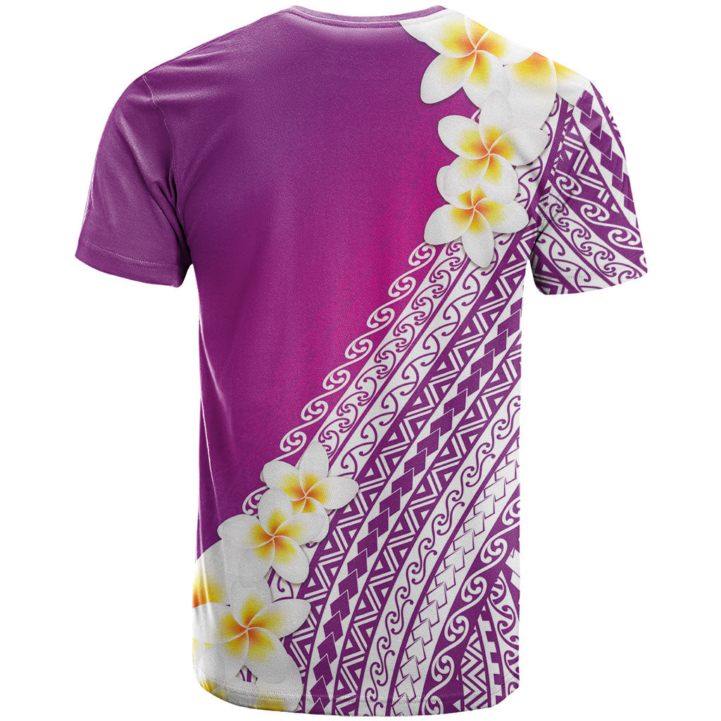 Tahiti Plumeria Tribal Pattern T Shirt Wave Style Purple
