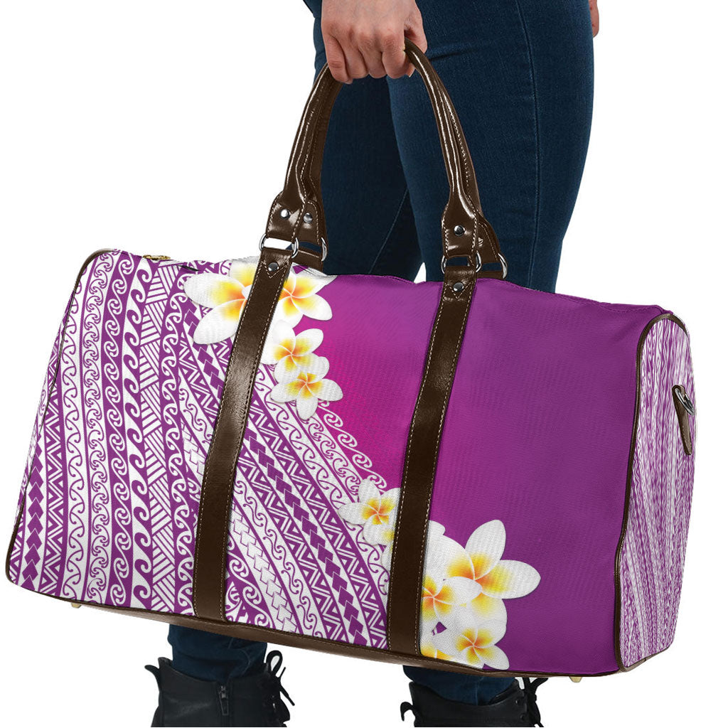 Tahiti Plumeria Tribal Pattern Travel Bag Wave Style Purple LT05 - Polynesian Pride