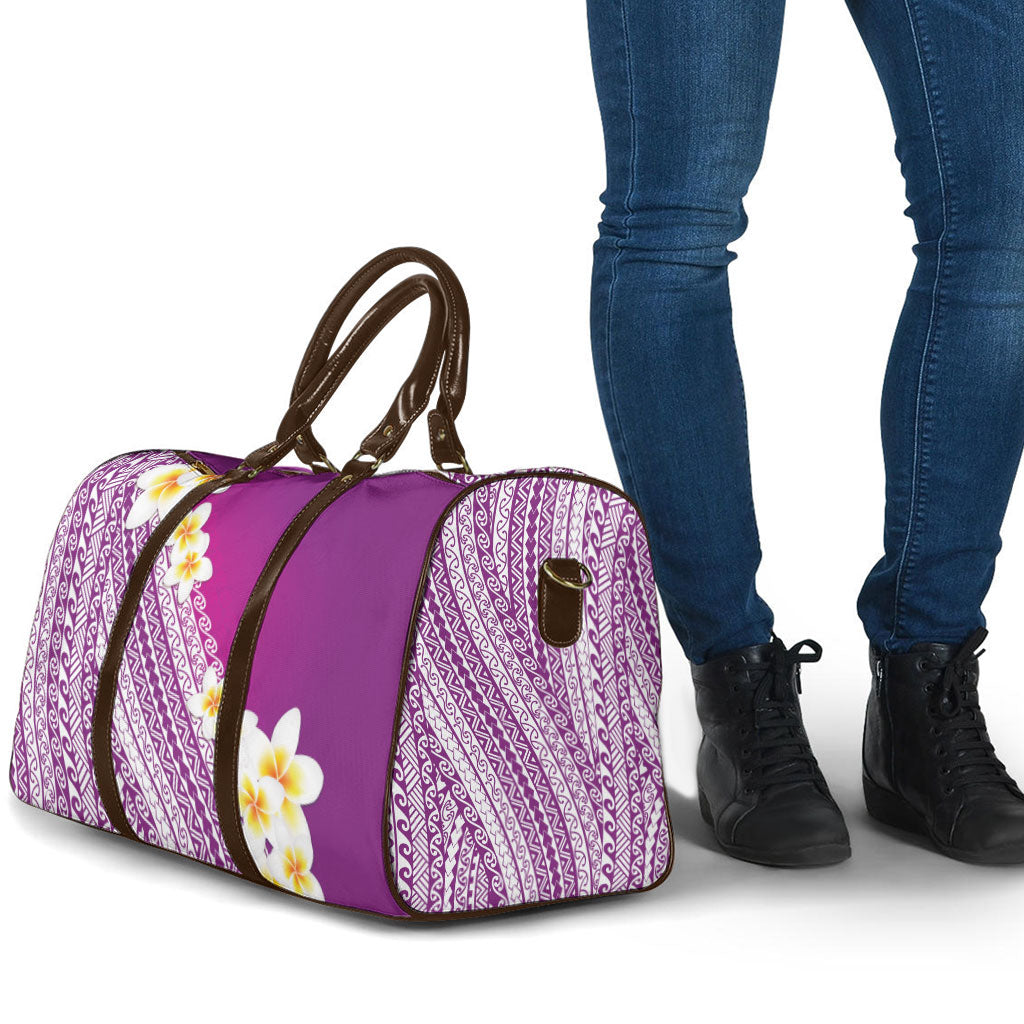 Tahiti Plumeria Tribal Pattern Travel Bag Wave Style Purple LT05 - Polynesian Pride