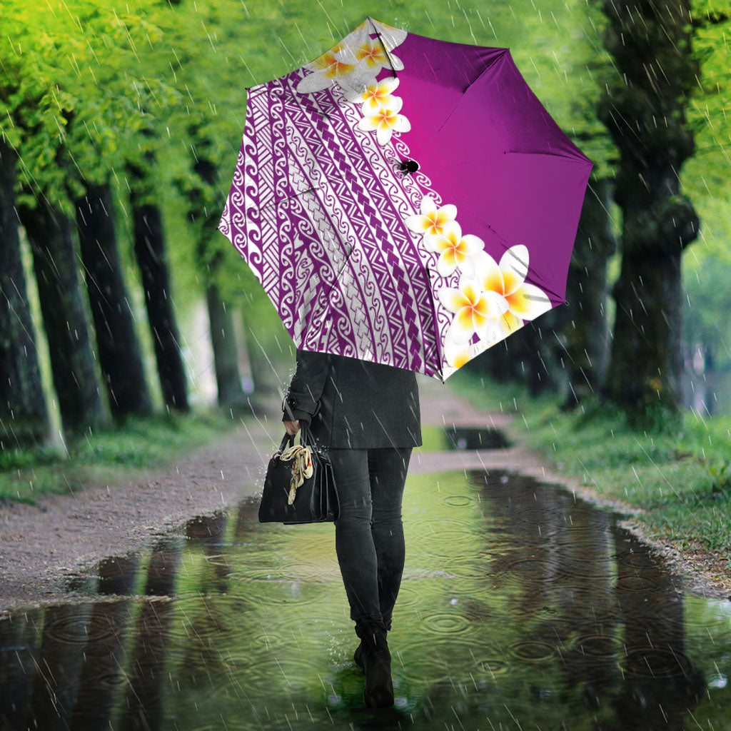 Tahiti Plumeria Tribal Pattern Umbrella Wave Style Purple LT05 - Polynesian Pride