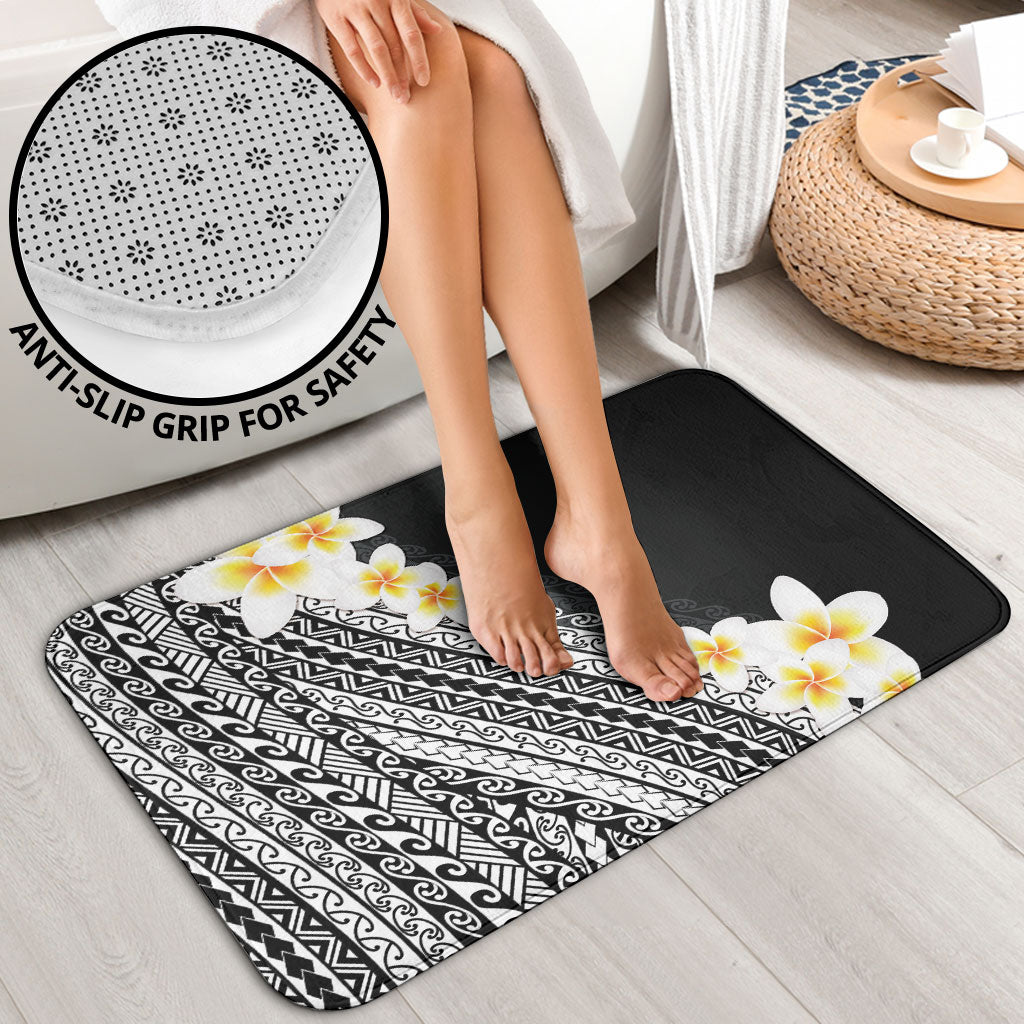 Tahiti Plumeria Tribal Pattern Bathroom Set Wave Style Black LT05 - Polynesian Pride