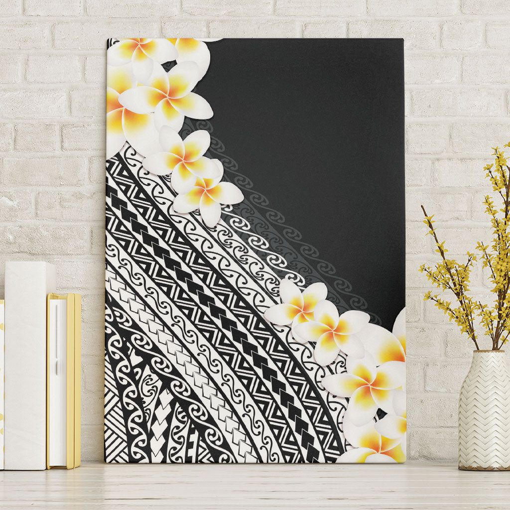 Tahiti Plumeria Tribal Pattern Canvas Wall Art Wave Style Black LT05 Without Frame Black - Polynesian Pride