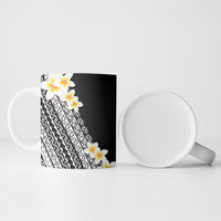 Tahiti Plumeria Tribal Pattern Ceramic Mug Wave Style Black LT05 - Polynesian Pride