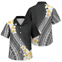 Tahiti Plumeria Tribal Pattern Family Matching Off Shoulder Maxi Dress and Hawaiian Shirt Wave Style Black LT05 Son's Shirt Black - Polynesian Pride