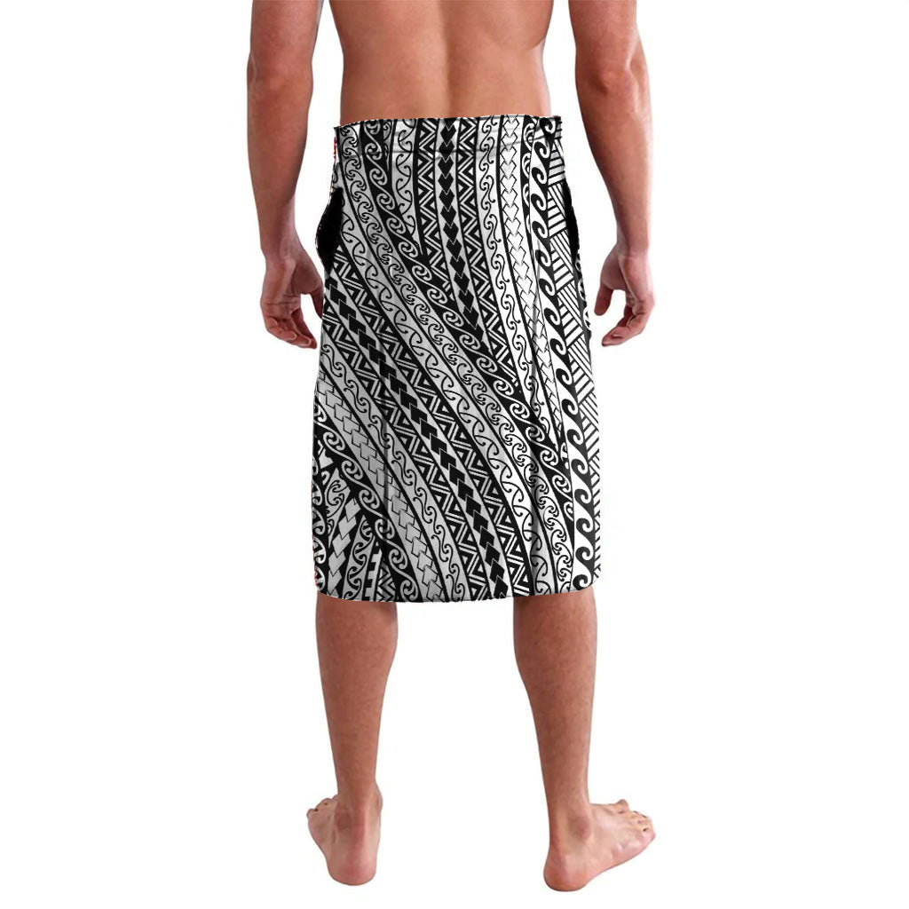 Tahiti Plumeria Tribal Pattern Lavalava Wave Style Black LT05 - Polynesian Pride