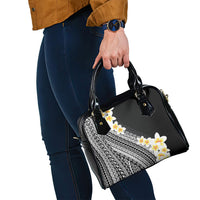 Tahiti Plumeria Tribal Pattern Shoulder Handbag Wave Style Black LT05 - Polynesian Pride