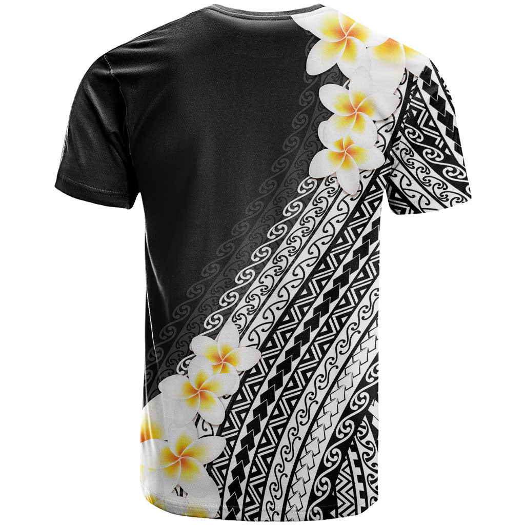 Tahiti Plumeria Tribal Pattern T Shirt Wave Style Black