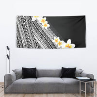 Tahiti Plumeria Tribal Pattern Tapestry Wave Style Black LT05 - Polynesian Pride