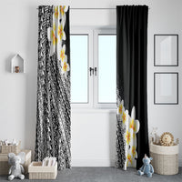 Tahiti Plumeria Tribal Pattern Window Curtain Wave Style Black LT05 - Polynesian Pride