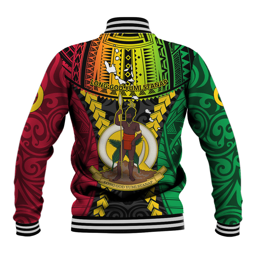 Vanuatu Baseball Jacket Vanuatuan Coat Of Arms Mix Pig Tusk Poynesian Pattern LT05 - Polynesian Pride