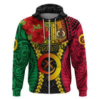 Vanuatu Hoodie Vanuatuan Coat Of Arms Mix Pig Tusk Poynesian Pattern LT05 - Polynesian Pride