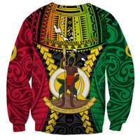 Vanuatu Sweatshirt Vanuatuan Coat Of Arms Mix Pig Tusk Poynesian Pattern LT05 - Polynesian Pride