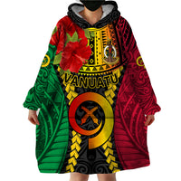 Vanuatu Wearable Blanket Hoodie Vanuatuan Coat Of Arms Mix Pig Tusk Poynesian Pattern LT05 - Polynesian Pride