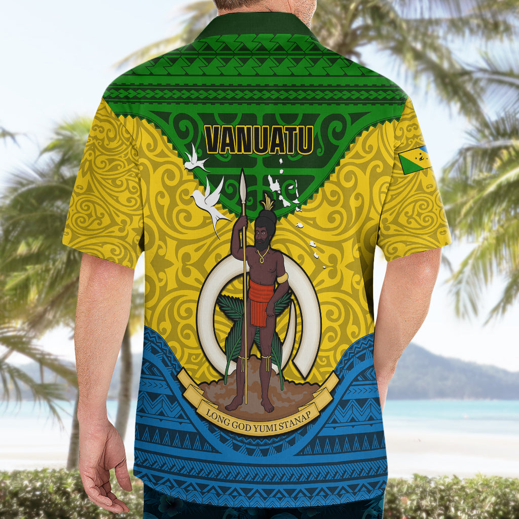 Vanuatu Malampa Province Hawaiian Shirt Coat Of Arms And Namele Fern Polynesian Pattern LT05 - Polynesian Pride