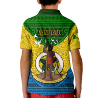 Vanuatu Malampa Province Kid Polo Shirt Coat Of Arms And Namele Fern Polynesian Pattern LT05 - Polynesian Pride