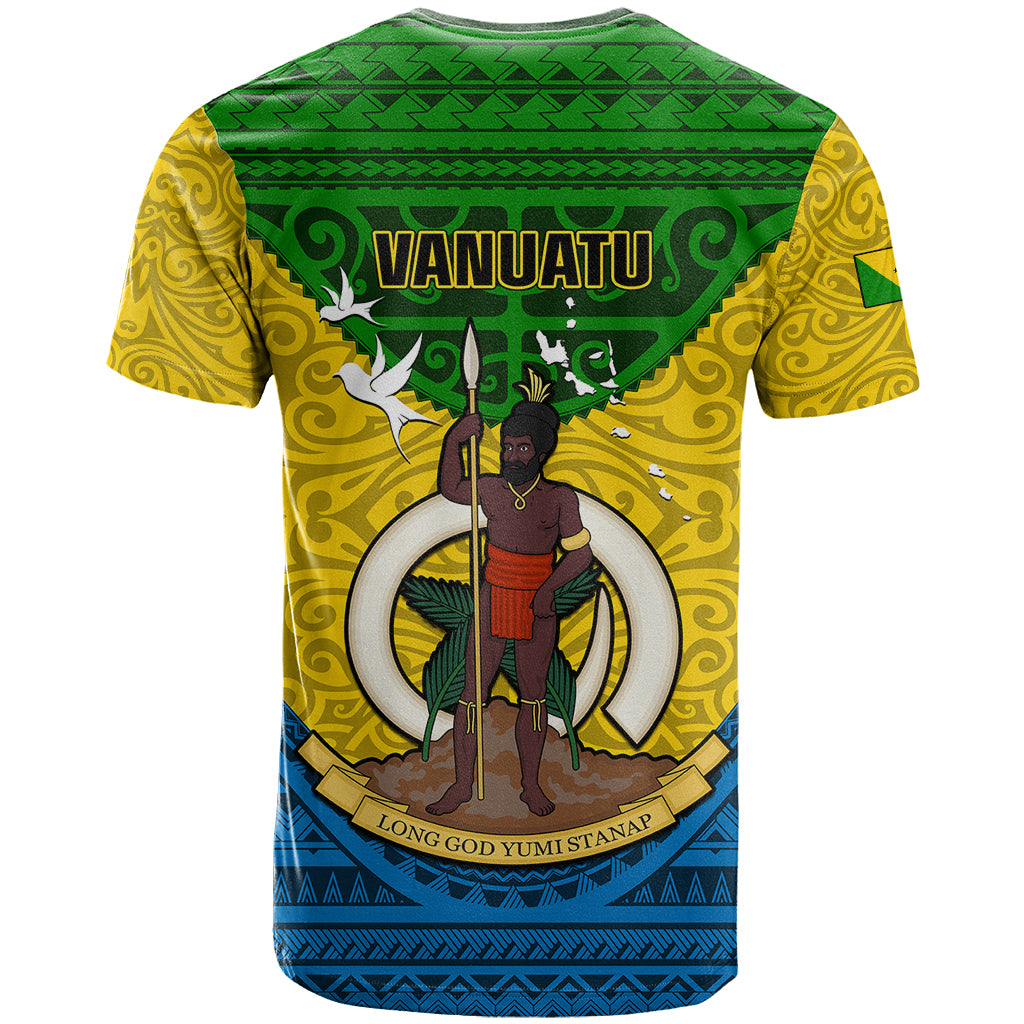 Vanuatu Malampa Province T Shirt Coat Of Arms And Namele Fern Polynesian Pattern LT05 - Polynesian Pride