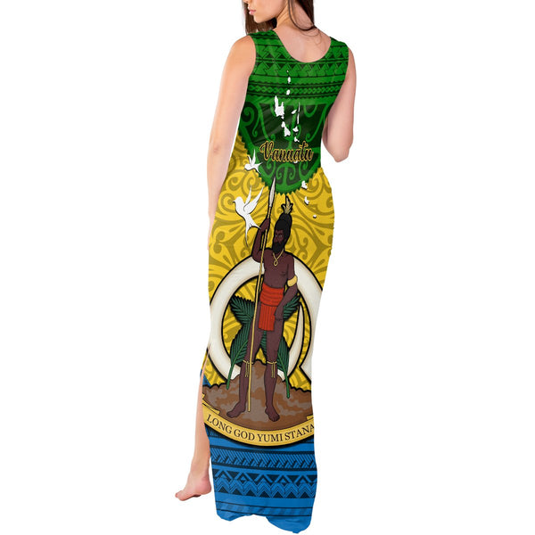 Vanuatu Sanma Province Couples Matching Summer Maxi Dress and Hawaiian Shirt Coat Of Arms And Namele Fern Polynesian Pattern LT05 main image 0