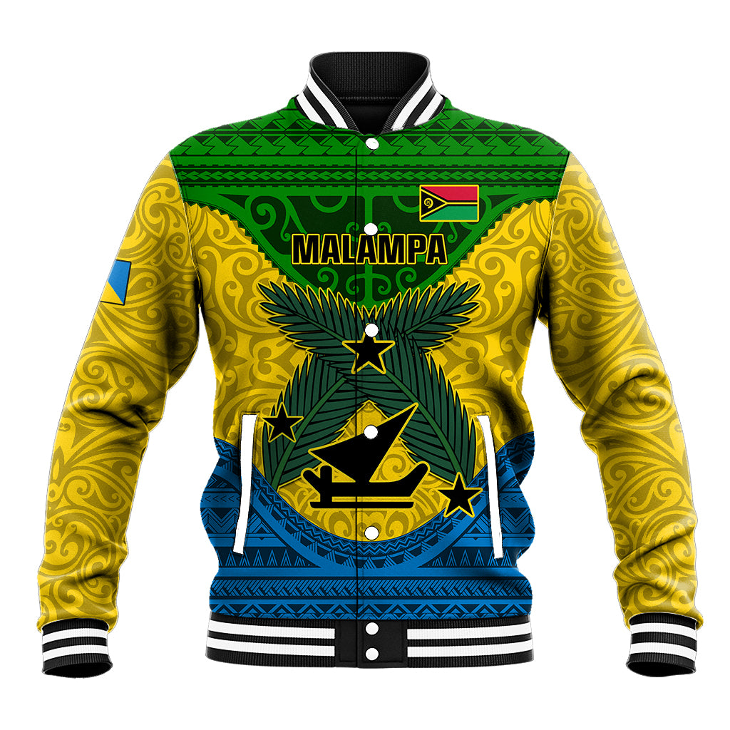 Personalized Vanuatu Malampa Province Baseball Jacket Coat Of Arms And Namele Fern Polynesian Pattern LT05 Unisex Yellow - Polynesian Pride