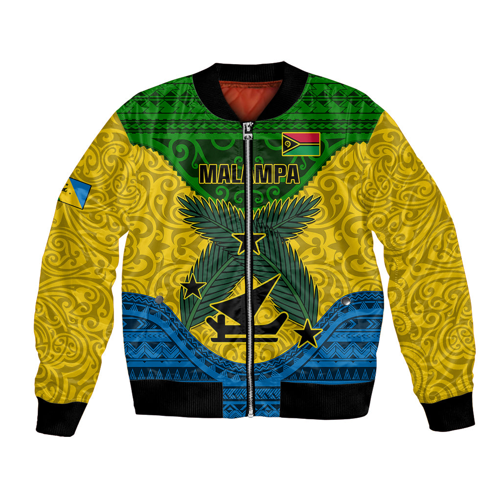 Personalized Vanuatu Malampa Province Bomber Jacket Coat Of Arms And Namele Fern Polynesian Pattern LT05 Unisex Yellow - Polynesian Pride