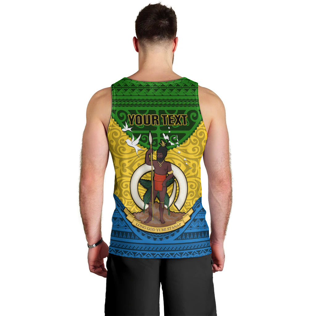 Personalized Vanuatu Malampa Province Men Tank Top Coat Of Arms And Namele Fern Polynesian Pattern LT05 - Polynesian Pride