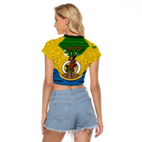 Personalized Vanuatu Malampa Province Raglan Cropped T Shirt Coat Of Arms And Namele Fern Polynesian Pattern LT05 - Polynesian Pride