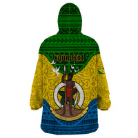 Personalized Vanuatu Malampa Province Wearable Blanket Hoodie Coat Of Arms And Namele Fern Polynesian Pattern LT05 - Polynesian Pride