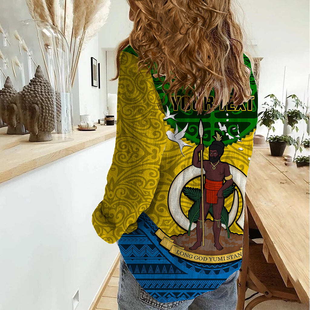 Personalized Vanuatu Malampa Province Women Casual Shirt Coat Of Arms And Namele Fern Polynesian Pattern LT05 - Polynesian Pride