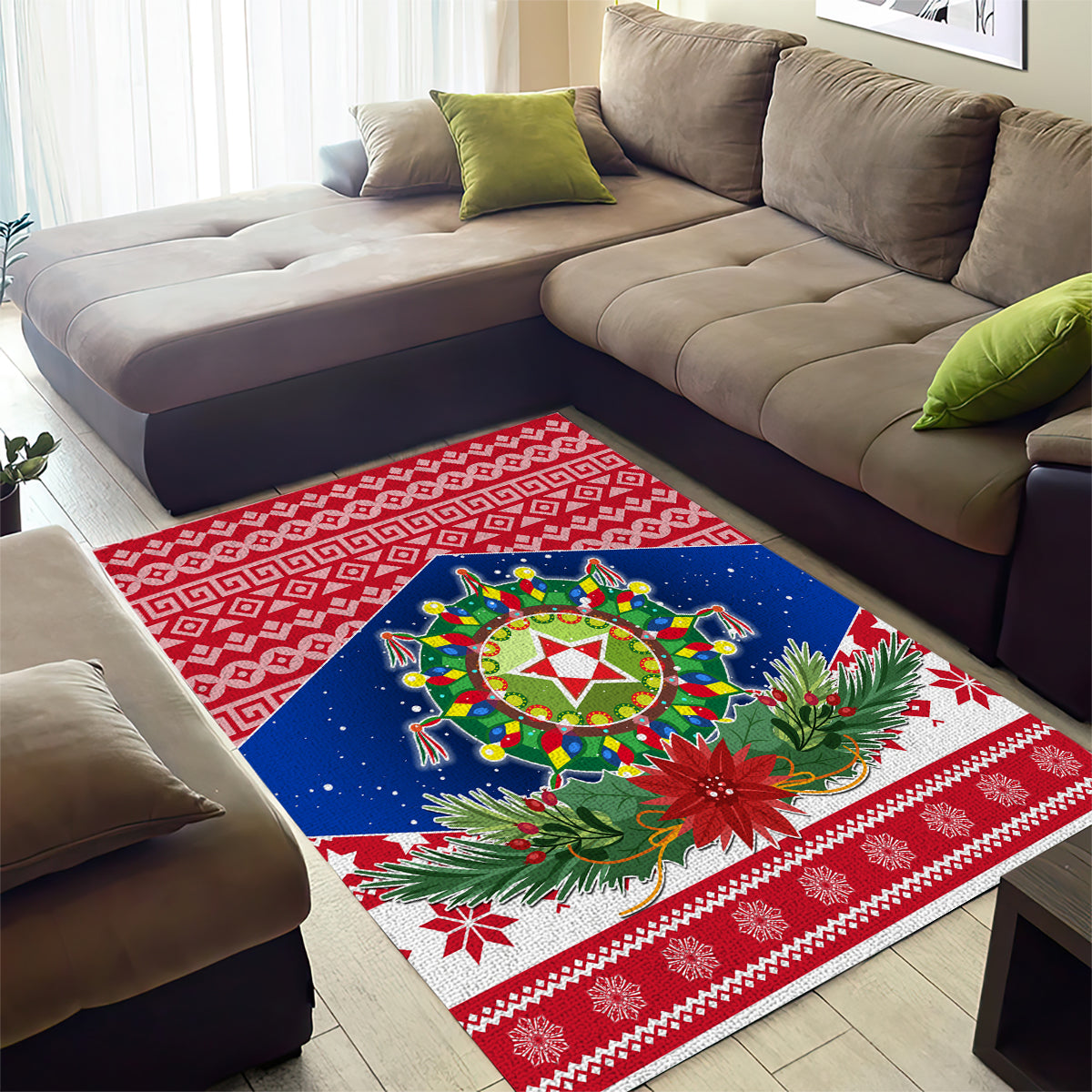 Philippines Christmas Area Rug Filipino Parol Maligayang Pasko LT05 - Polynesian Pride