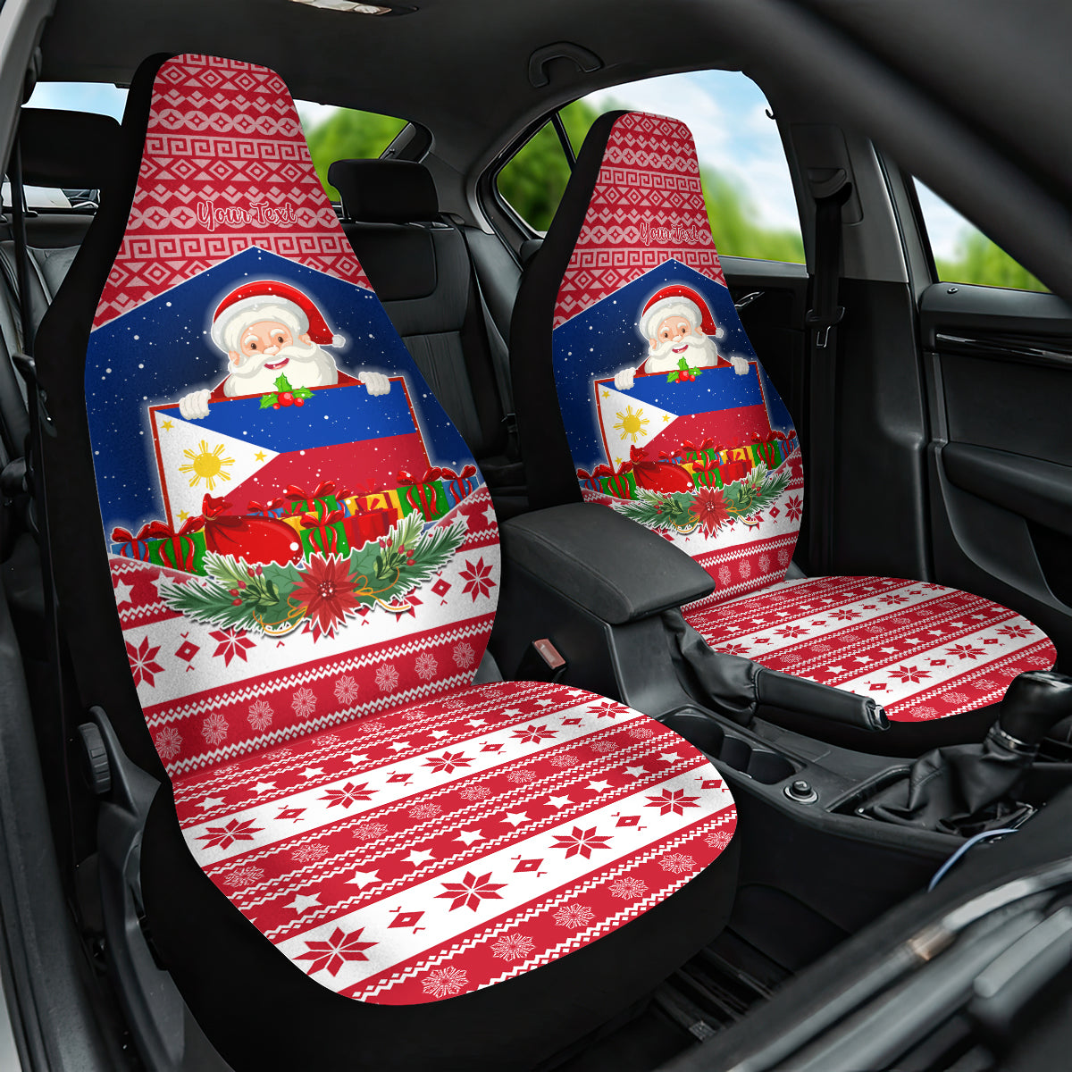 Personalised Philippines Christmas Car Seat Cover Filipino Parol Maligayang Pasko LT05 One Size Red - Polynesian Pride
