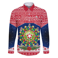 Personalised Philippines Christmas Family Matching Puletasi Dress and Hawaiian Shirt Filipino Parol Maligayang Pasko LT05 Dad's Shirt - Long Sleeve Red - Polynesian Pride