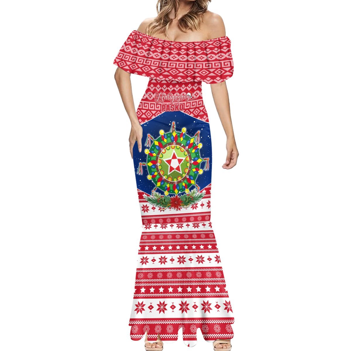 Personalised Philippines Christmas Mermaid Dress Filipino Parol Maligayang Pasko LT05 - Polynesian Pride