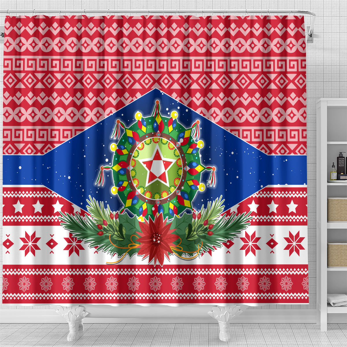 Philippines Christmas Shower Curtain Filipino Parol Maligayang Pasko LT05