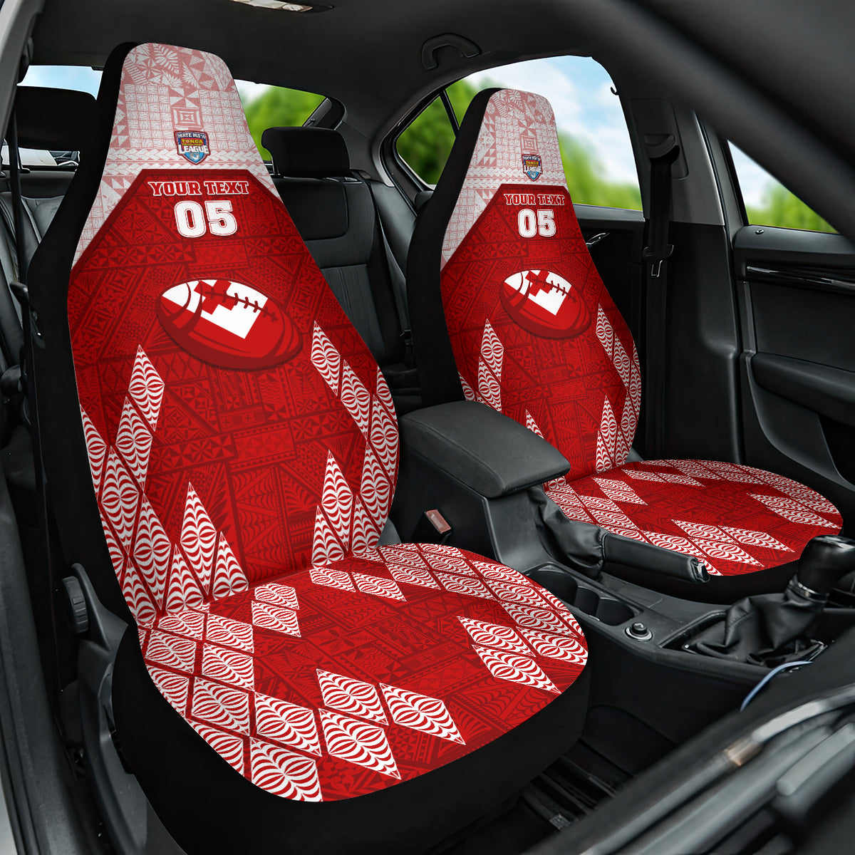 Custom Tonga Rugby Car Seat Cover 2023 Pacific Championships Kupesi Ngatu Mate Maa LT05 One Size Red - Polynesian Pride