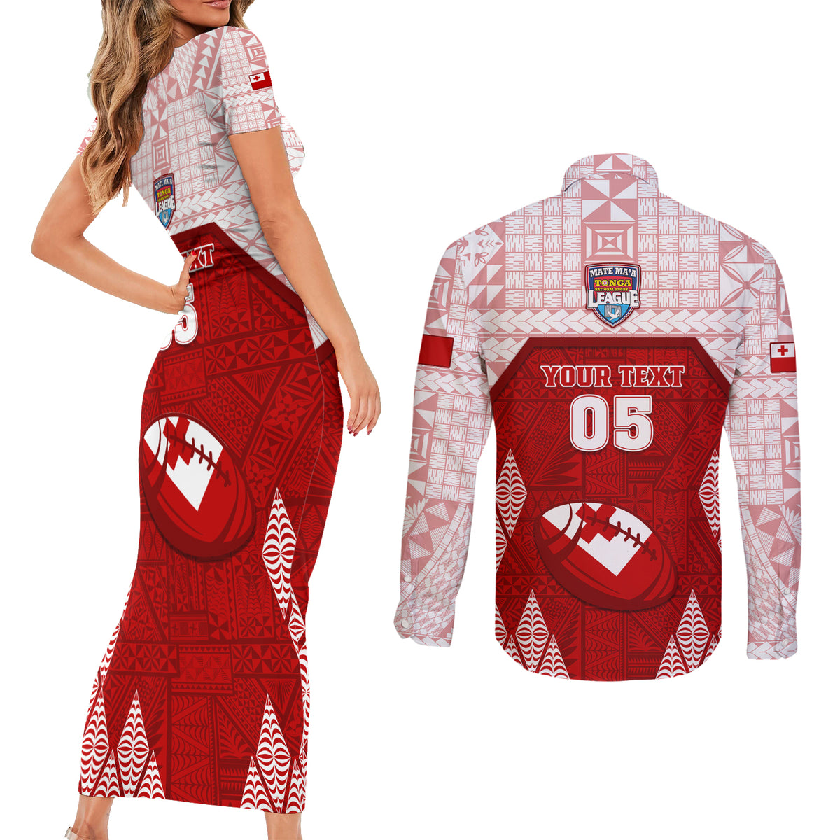 Custom Tonga Rugby Couples Matching Short Sleeve Bodycon Dress and Long Sleeve Button Shirt 2023 Pacific Championships Kupesi Ngatu Mate Maa LT05 - Polynesian Pride