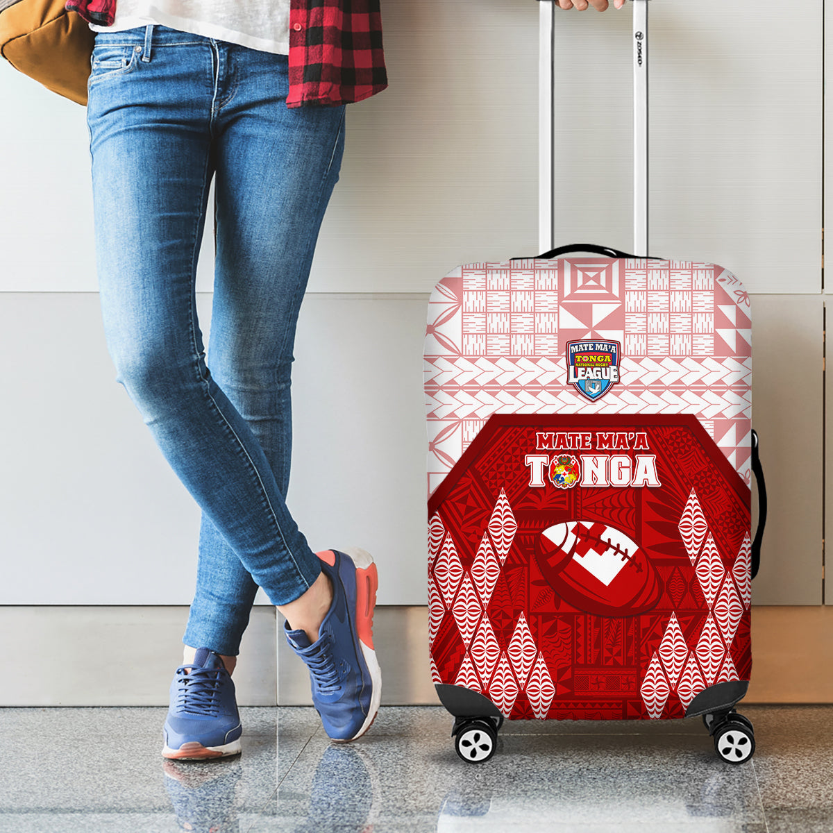 Tonga Rugby Luggage Cover 2023 Pacific Championships Kupesi Ngatu Mate Maa LT05 - Polynesian Pride