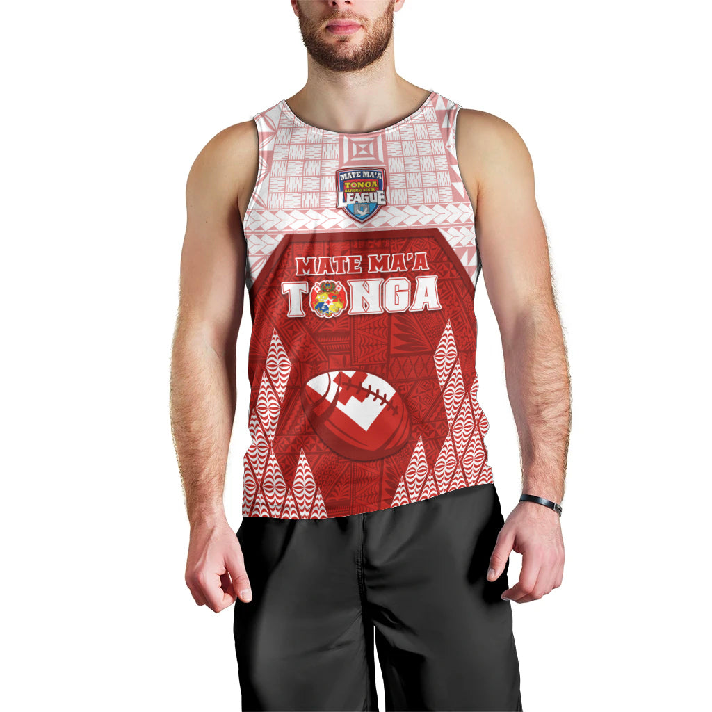 Custom Tonga Rugby Men Tank Top 2023 Pacific Championships Kupesi Ngatu Mate Maa LT05 - Polynesian Pride