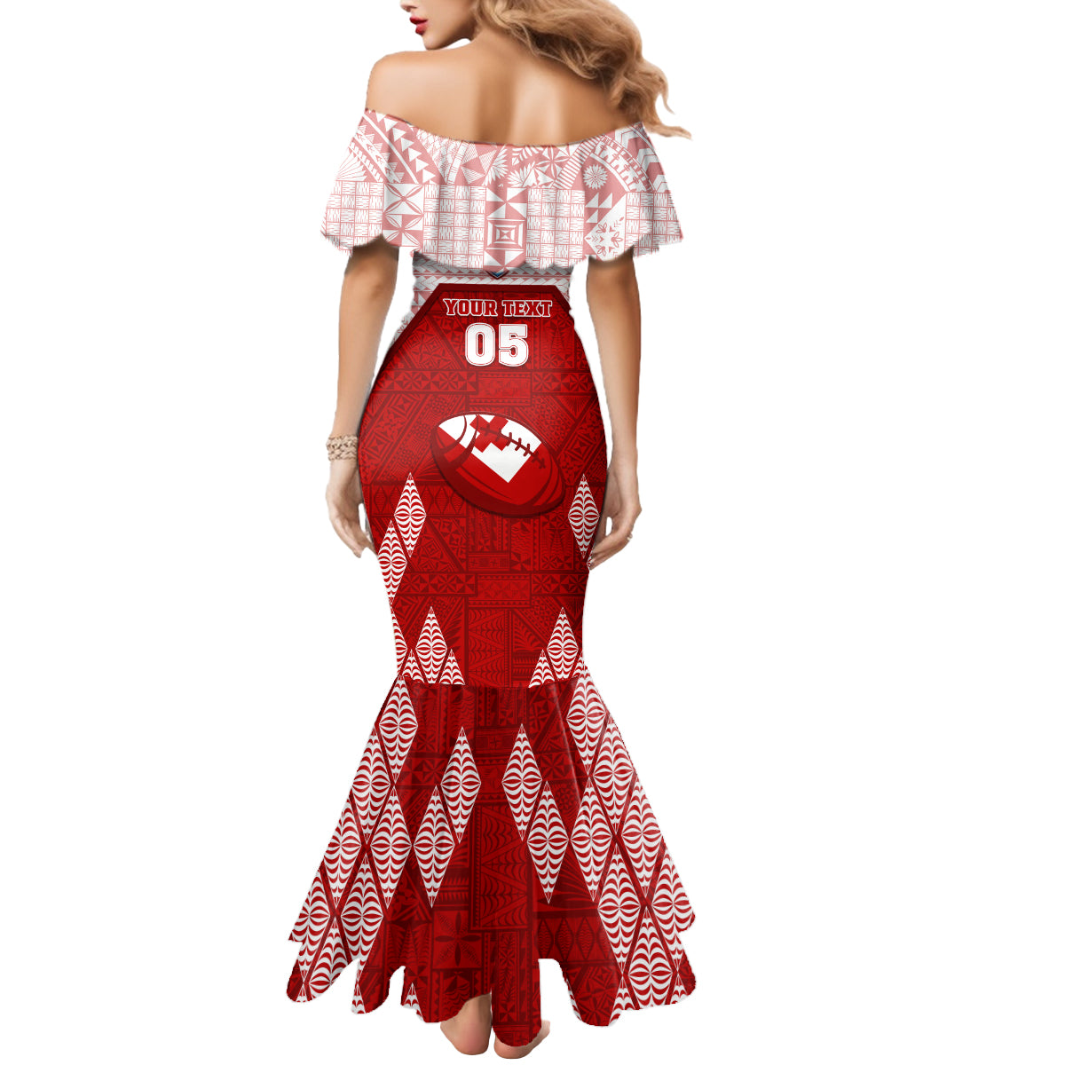 Custom Tonga Rugby Mermaid Dress 2023 Pacific Championships Kupesi Ngatu Mate Maa LT05 - Polynesian Pride