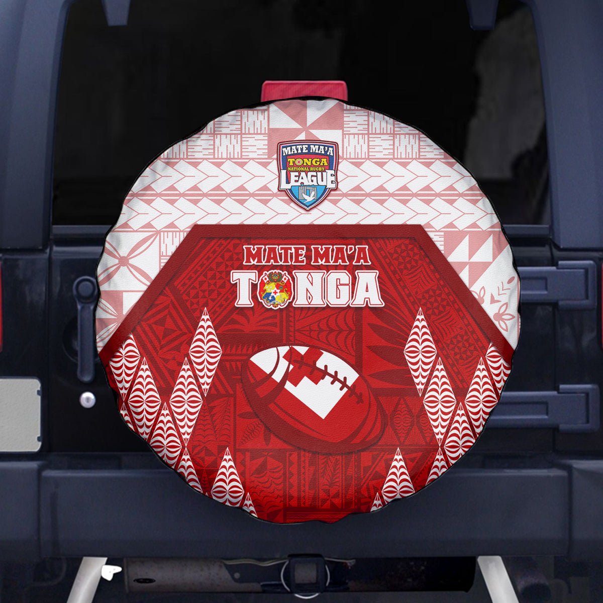 Tonga Rugby Spare Tire Cover 2023 Pacific Championships Kupesi Ngatu Mate Maa LT05 Red - Polynesian Pride