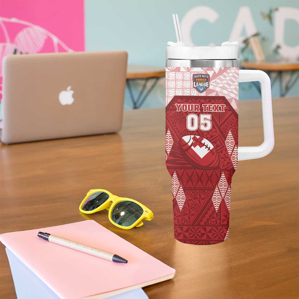 Custom Tonga Rugby Tumbler With Handle 2023 Pacific Championships Kupesi Ngatu Mate Maa