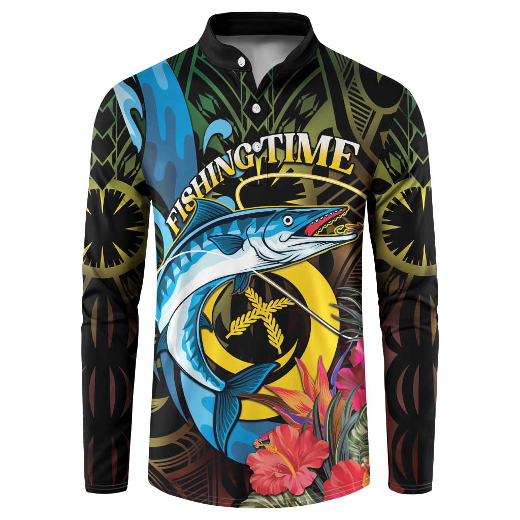 Vanuatu Fishing Button Sweatshirt It's Time To Fish