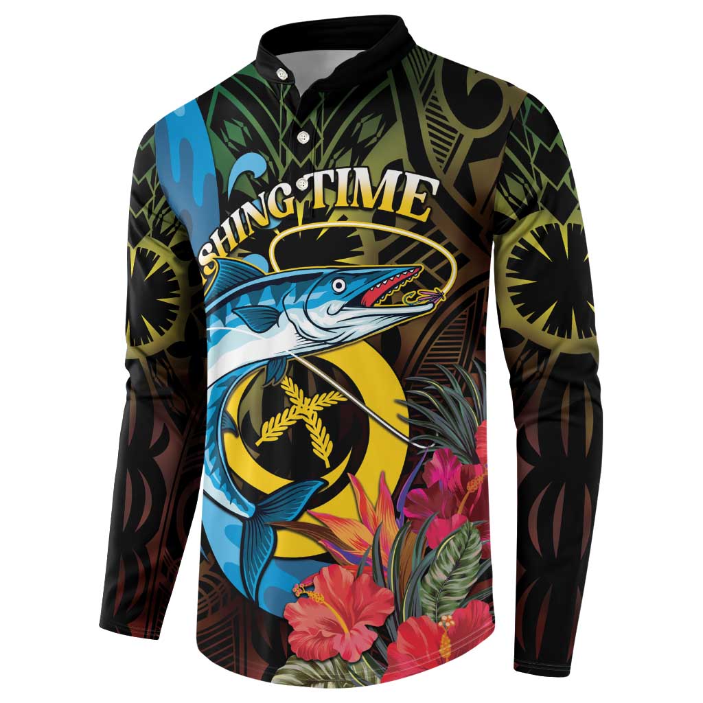 Vanuatu Fishing Button Sweatshirt It's Time To Fish