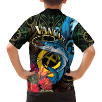 Vanuatu Fishing Family Matching Off Shoulder Short Dress and Hawaiian Shirt It's Time To Fish LT05 - Polynesian Pride